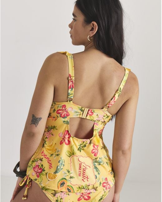 Figleaves Yellow Frill Tankini Top
