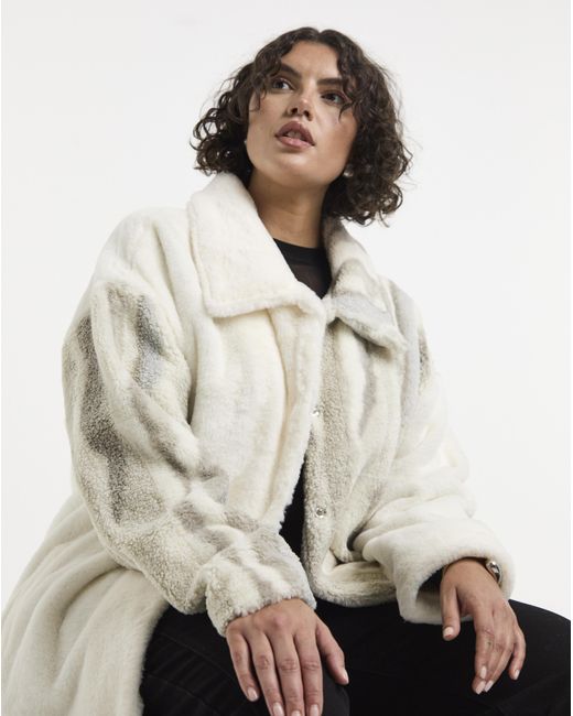 Native Youth White Sherpa And Faux Fur Coat