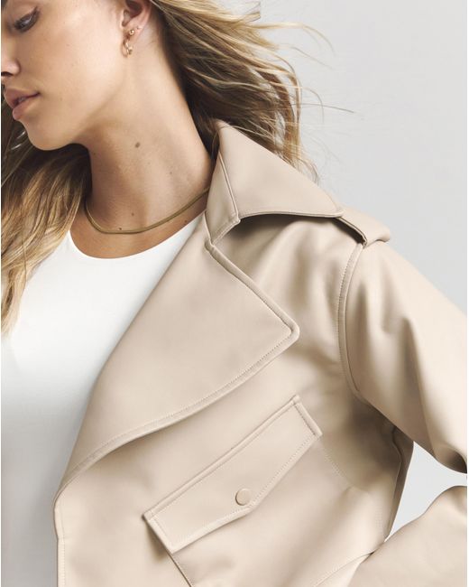 Simply Be Blue Cropped Faux Leather Trench