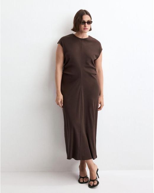 Mango Brown Mini Dress With Draped Detail