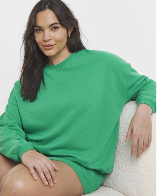 Simply Be Green Washed Crew Neck Lounge Short Set