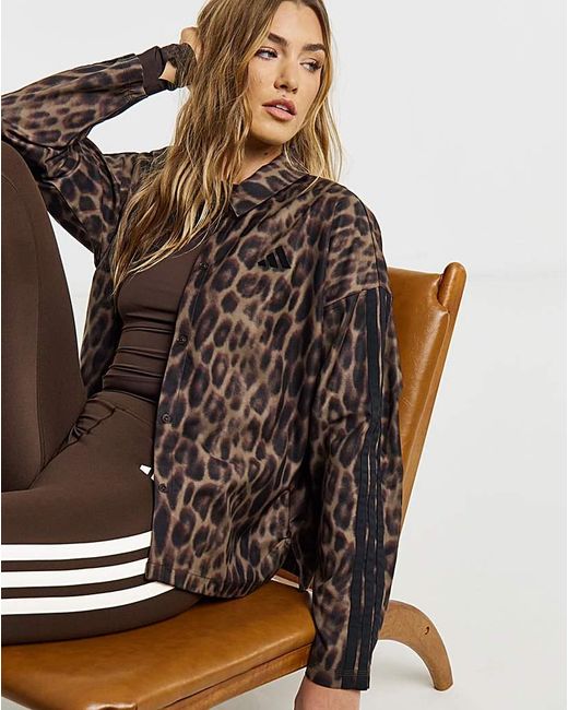Adidas Brown Print 3 Stripe Jacket