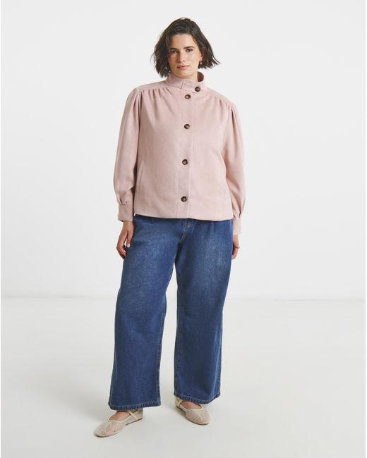 Simply Be Blue Funnel Neck Suedette Jacket