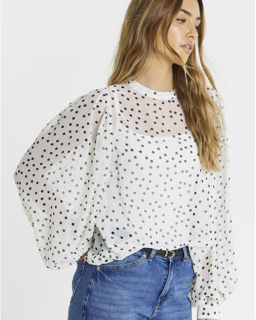 Simply Be White Exaggerated Sleeve Blouse