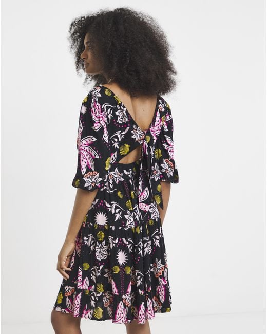 Simply Be Multicolor Crinkle Shirred Waist Skater Dress