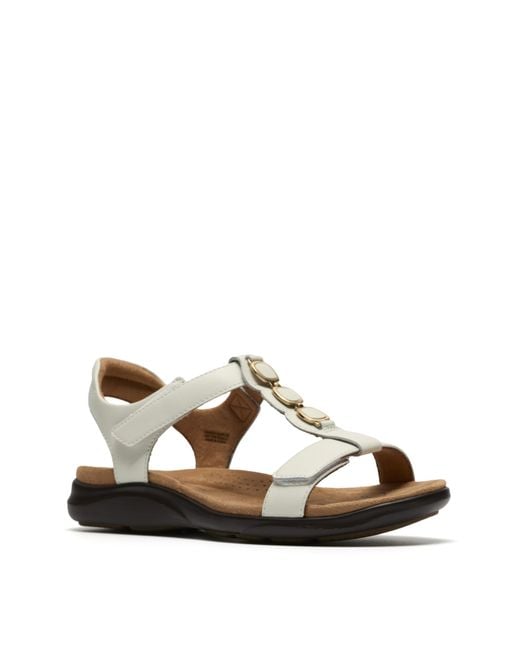 Clarks White Arwell Leather Sandal E Fit