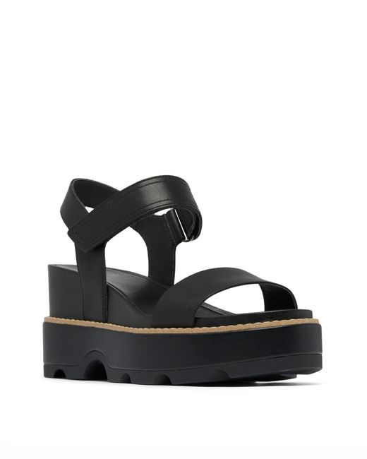 Sorel Black Joanie Iv Y Strap Wedge