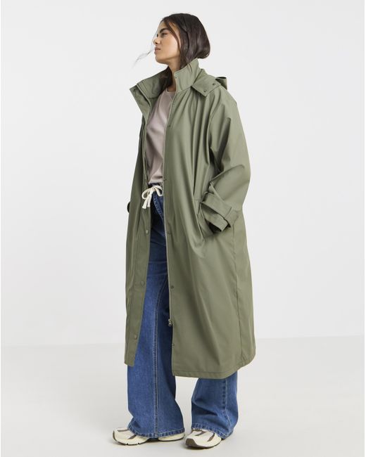 Simply Be Green Longline Rubberised Raincoat