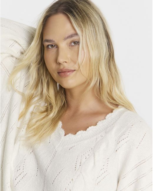 Simply Be White Scallop Edge Pointelle Tunic