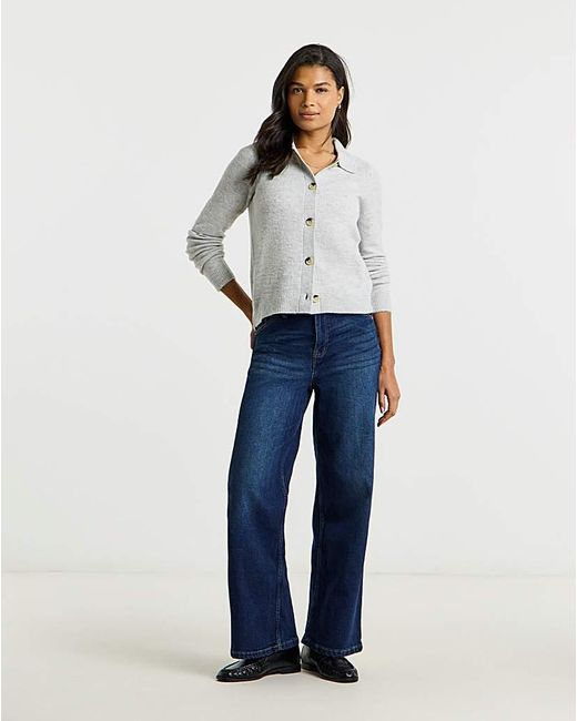Simply Be Gray Button Through Collar Cardigan