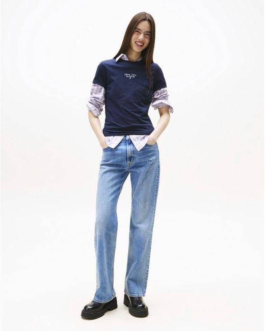 Tommy Hilfiger Blue Slim Logo Script T-Shirt