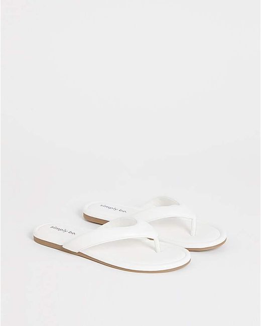 Simply Be Natural Flat Toe Post Sandals Extra Wide Fit