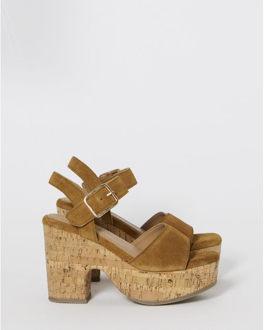 Simply Be Natural Platform Cork Sandals Wide Fit