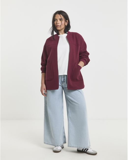 Simply Be Red Zip Bomber Jacket