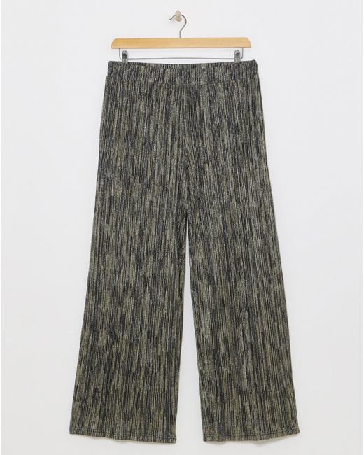 Simply Be Gray Metallic Wide Leg Trousers