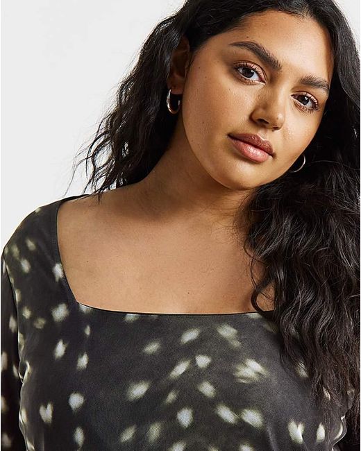 Simply Be Black Square Neck Mesh Top