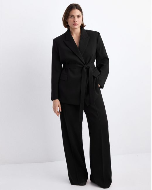 Mango Black Fitted Blazer With Belt