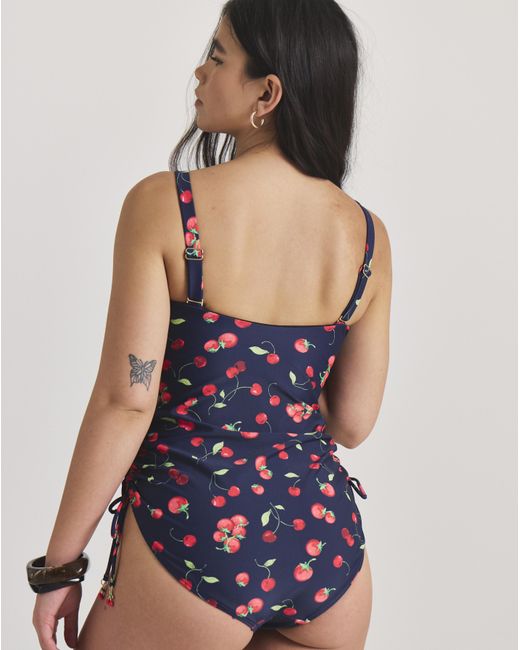 MAGISCULPT Blue Cherry Print Bandeau Swimsuit