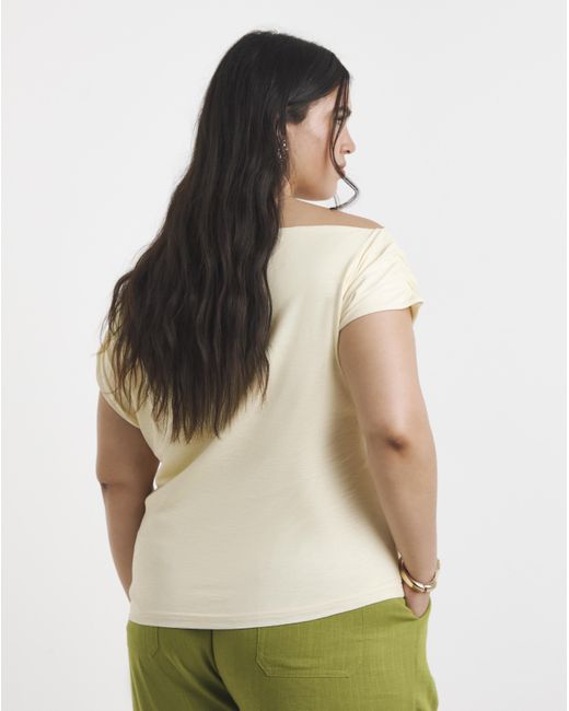 Simply Be Yellow Off The Shoulder Mesh Top