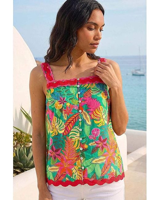Roman Green Roman Floral Ric Rac Cami Top