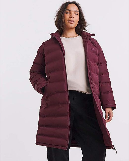 Snowdonia Red Showerproof Long Padded Jacket
