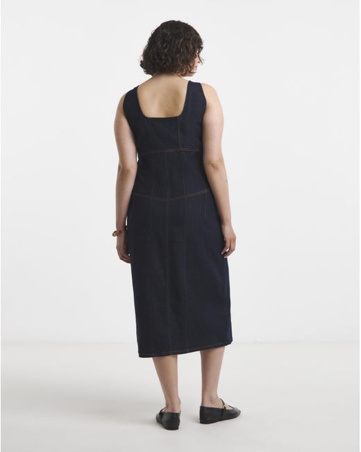 Simply Be Blue Denim Fitted Midaxi Dress