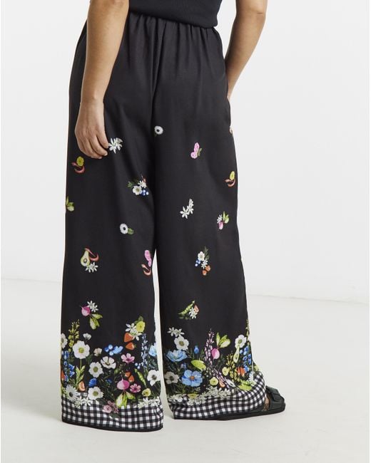 Simply Be Blue Fruit & Veg Print Trouser