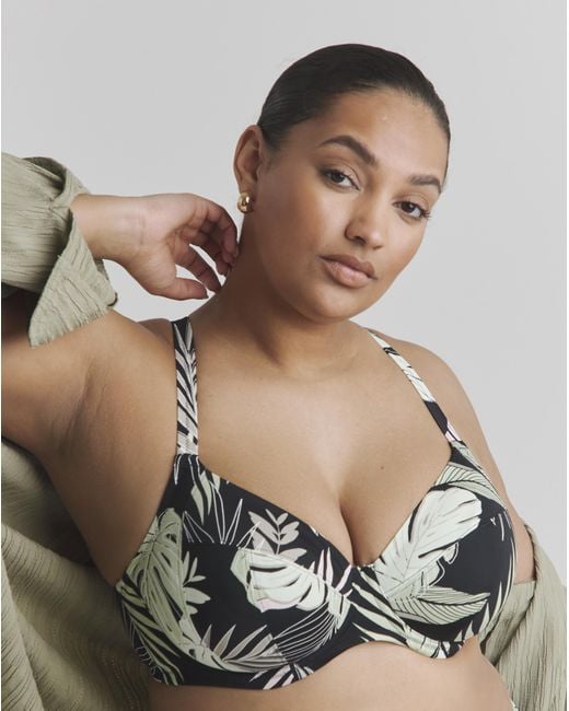 Elomi Black Tropical Retreat Plunge Bikini Top