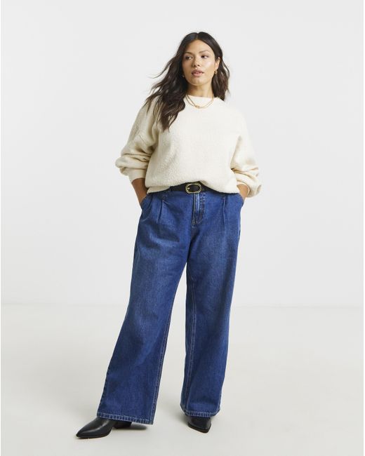 Simply Be Blue Boucle Jumper