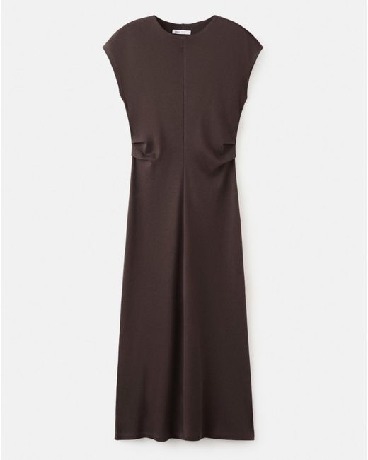 Mango Brown Mini Dress With Draped Detail