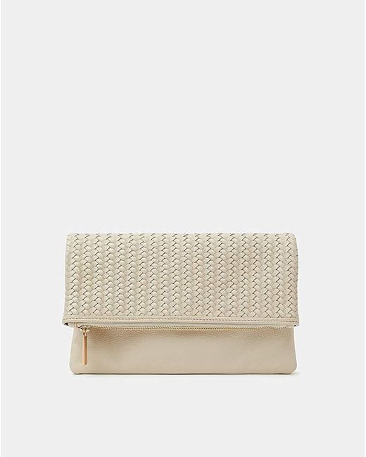 Accessorize Natural Woven Leather Clutch Bag