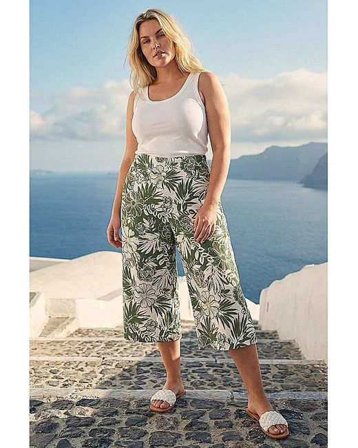 Roman Curve Blue Floral Print Culottes
