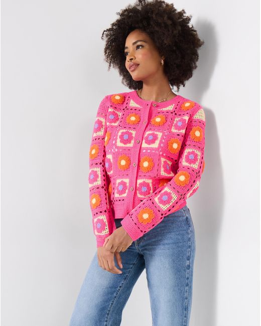 Joe Browns Red Fun And Floral Crochet Cardigan