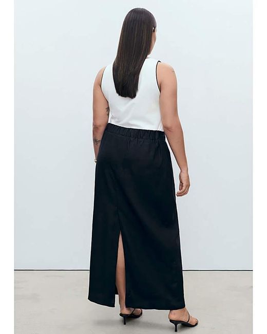 Mango White Midi Satin Skirt