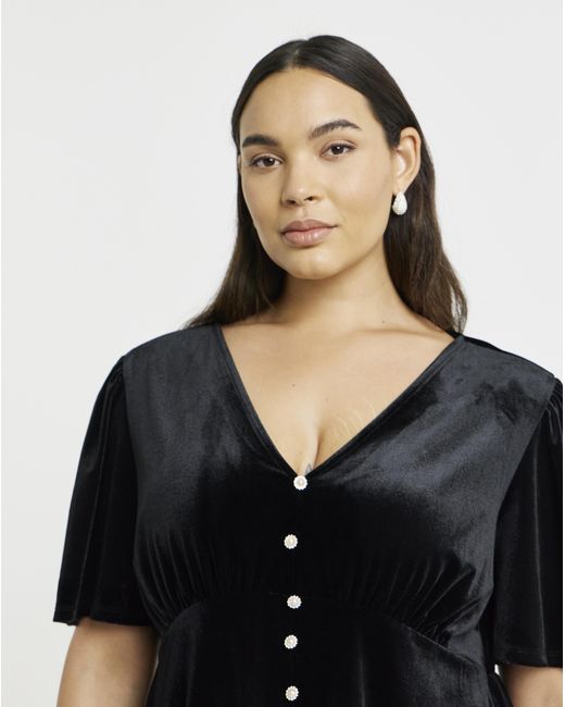 Simply Be Black Velour Skater Dress