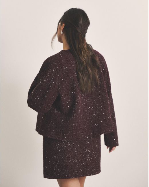 Simply Be Brown Sbe Boucle Collarless Jacket With Wool