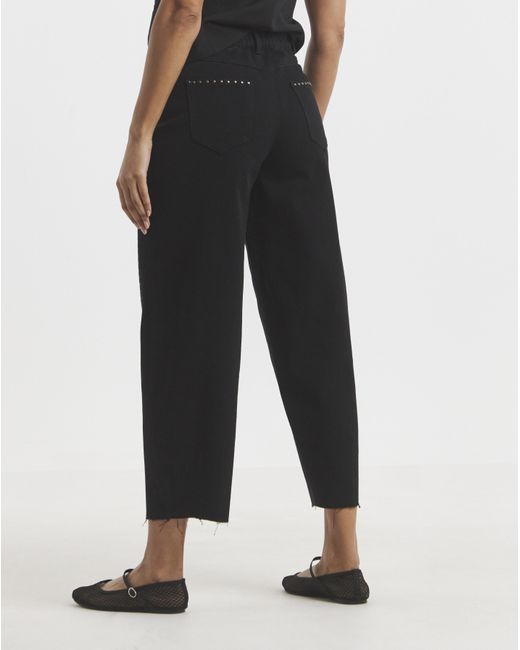 Simply Be Black Side Studded Barrel Jeans