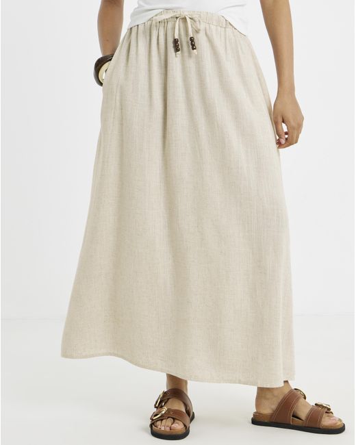 Simply Be Natural Bead Linen Mix Midaxi Skirt