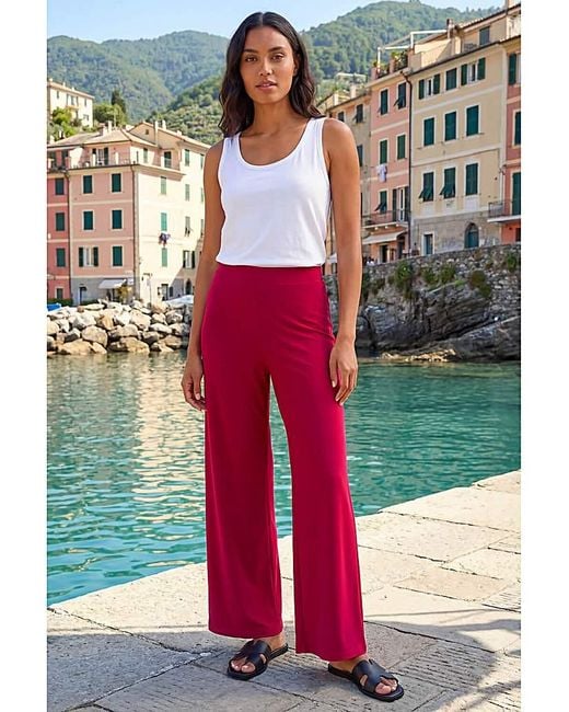 Roman Red Roman Elastic Wide Leg Stretch Trousers
