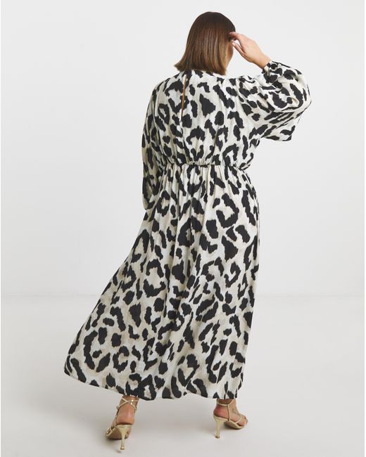 Simply Be White Printed Waist Detail Midi Dress