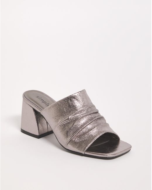 Simply Be Natural Ruched Heeled Mule Sandals Wide