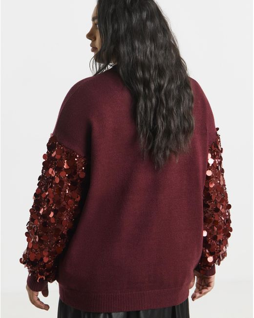 Lovedrobe Red Sequin Sleeve Jumper