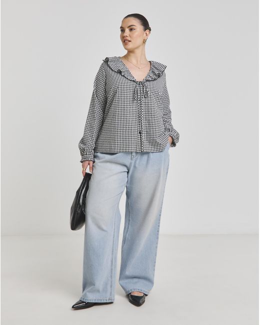 Simply Be Gray Ruffle Blouse