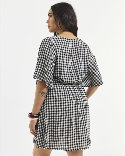 Simply Be White Gingham Historic Detail Skater Dress