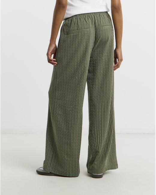 Simply Be Green Khaki Stripe Peg Leg Trouser