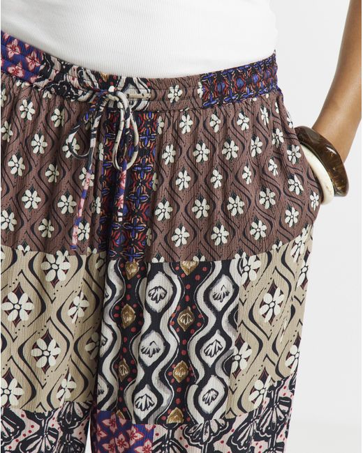 Simply Be Multicolor Crinkle Wide Leg Trouser