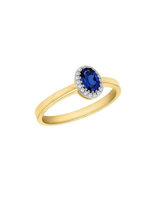 iJewel Blue 9Ct Yellowgold Lab Diamond Sapphire Ring