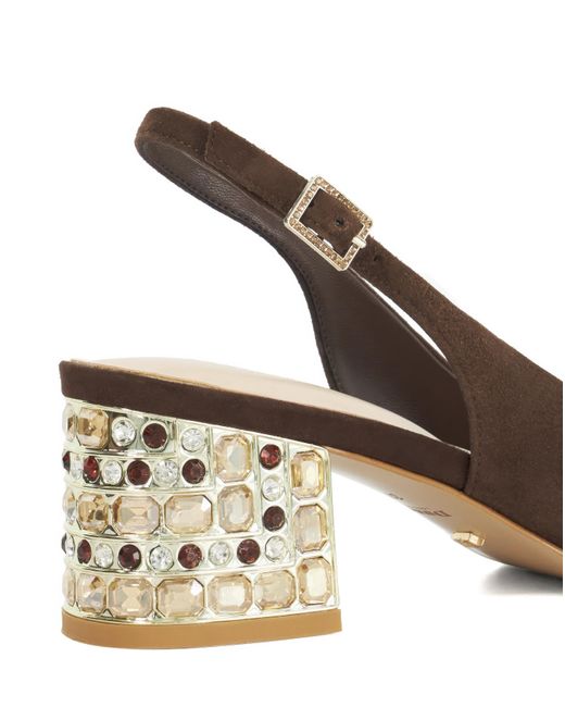 Dune Brown Catharine Suede Slingback Heel