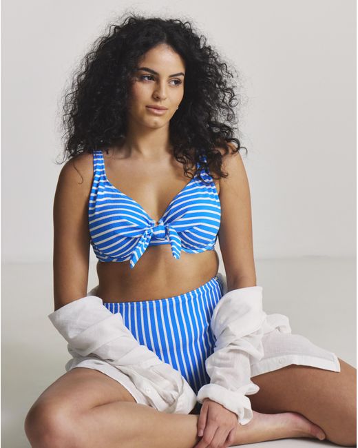Figleaves Blue Tie Front Underwired Bikini Top