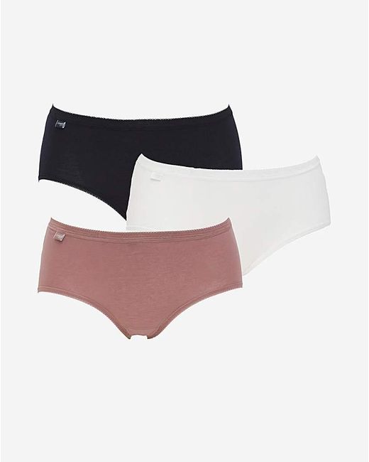 Sloggi Pink 3Pk Basic Midi Knicker Cocoa Mult
